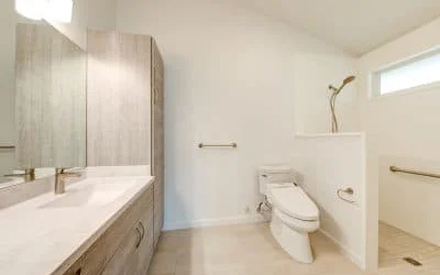Here is another accessible bathroom off the second wing of the new home.